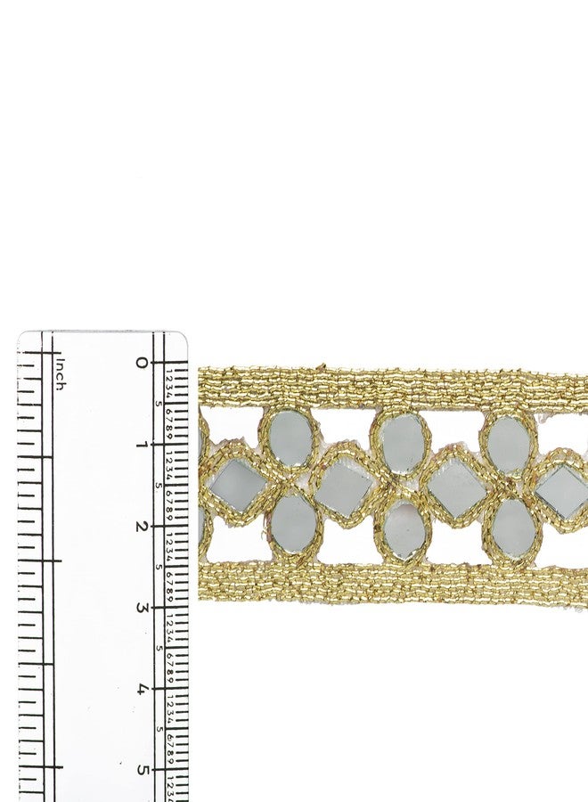 CORIOX Shiny Mirror Lace 9 Meter Border for Dresses, Sarees, Suits, Blouses, Dupattas, Bags, Art and Craft. (Gold) - Image 3